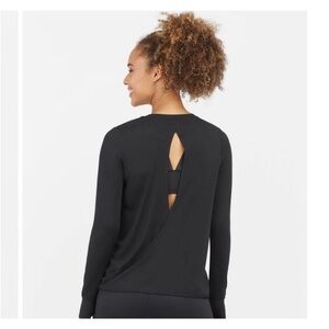 NWT SPANX Soft Spot Black Long Sleeve Tee Top Open Back XL T-Shirt